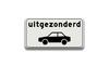 RVV Verkeersbord OB59 - Onderbord - Uitgezonderd voor auto's auto personenauto rechthoek wit breed